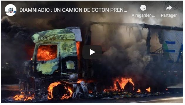 Video : Diamniadio un camion prend feu devant la gare routière !